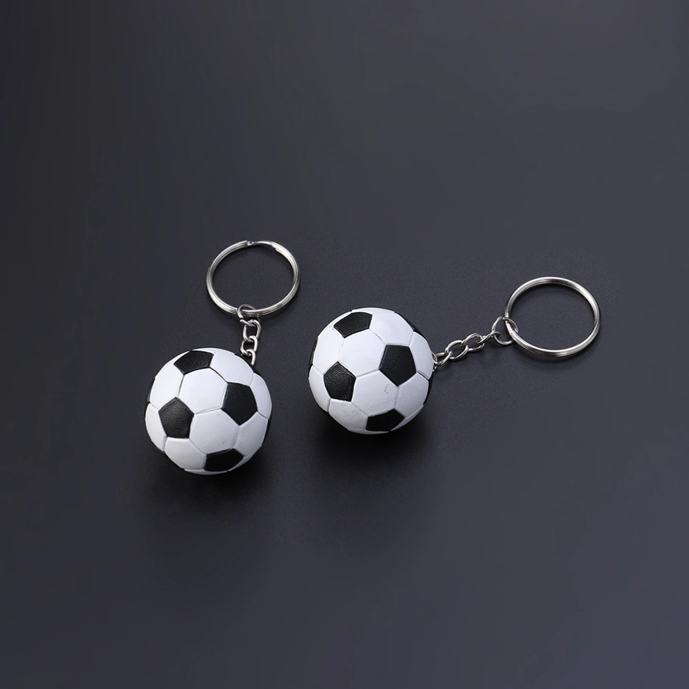 6 Pcs 4CM Soccer Ball Keychains Party Favors and School Prizes Gift for Student Children Teenagers (Black)