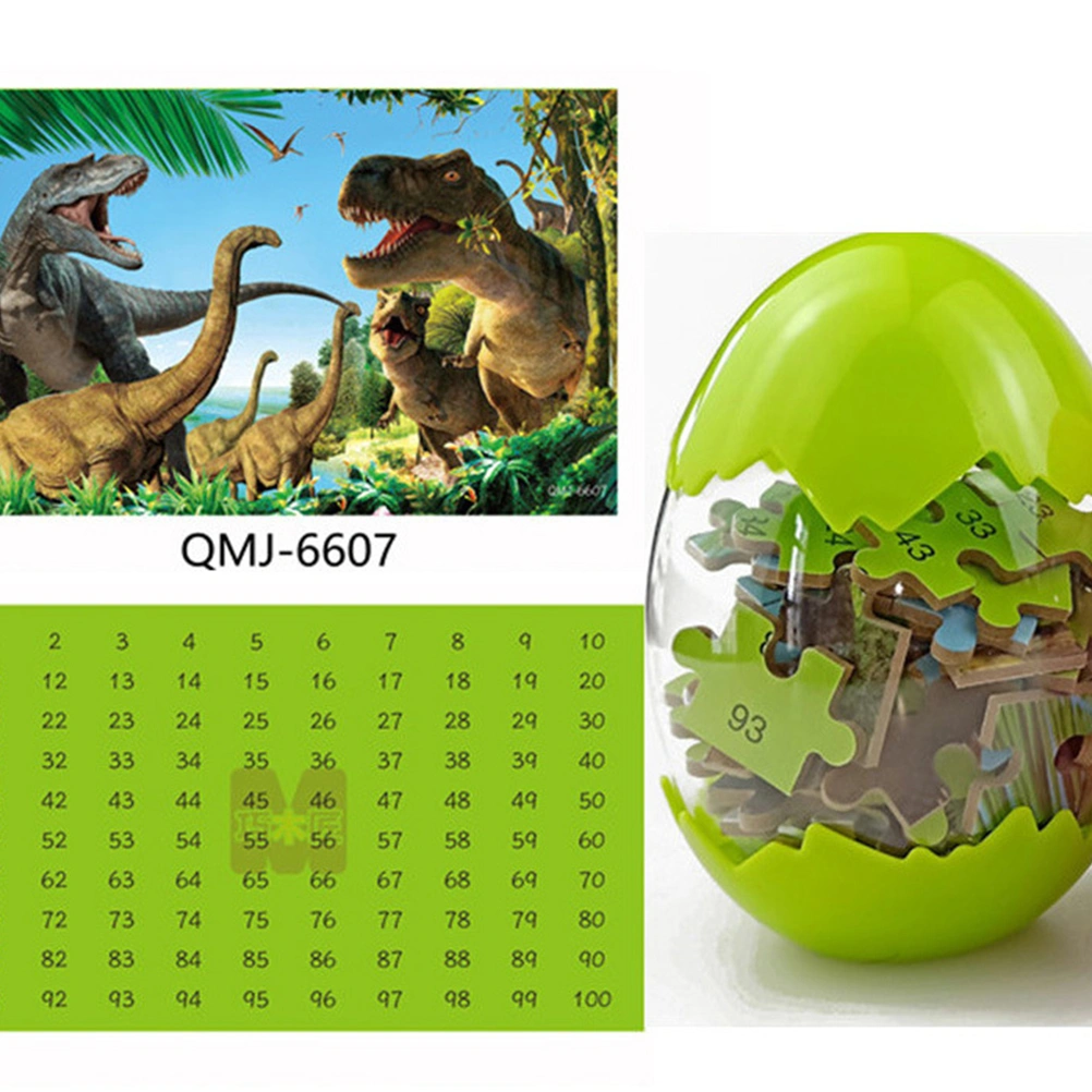 60pcs of One Set Cartoon Animal Puzzles Educational Toy Wooden Dinosaur Jigsaw for Kids (QMJ-6607)
