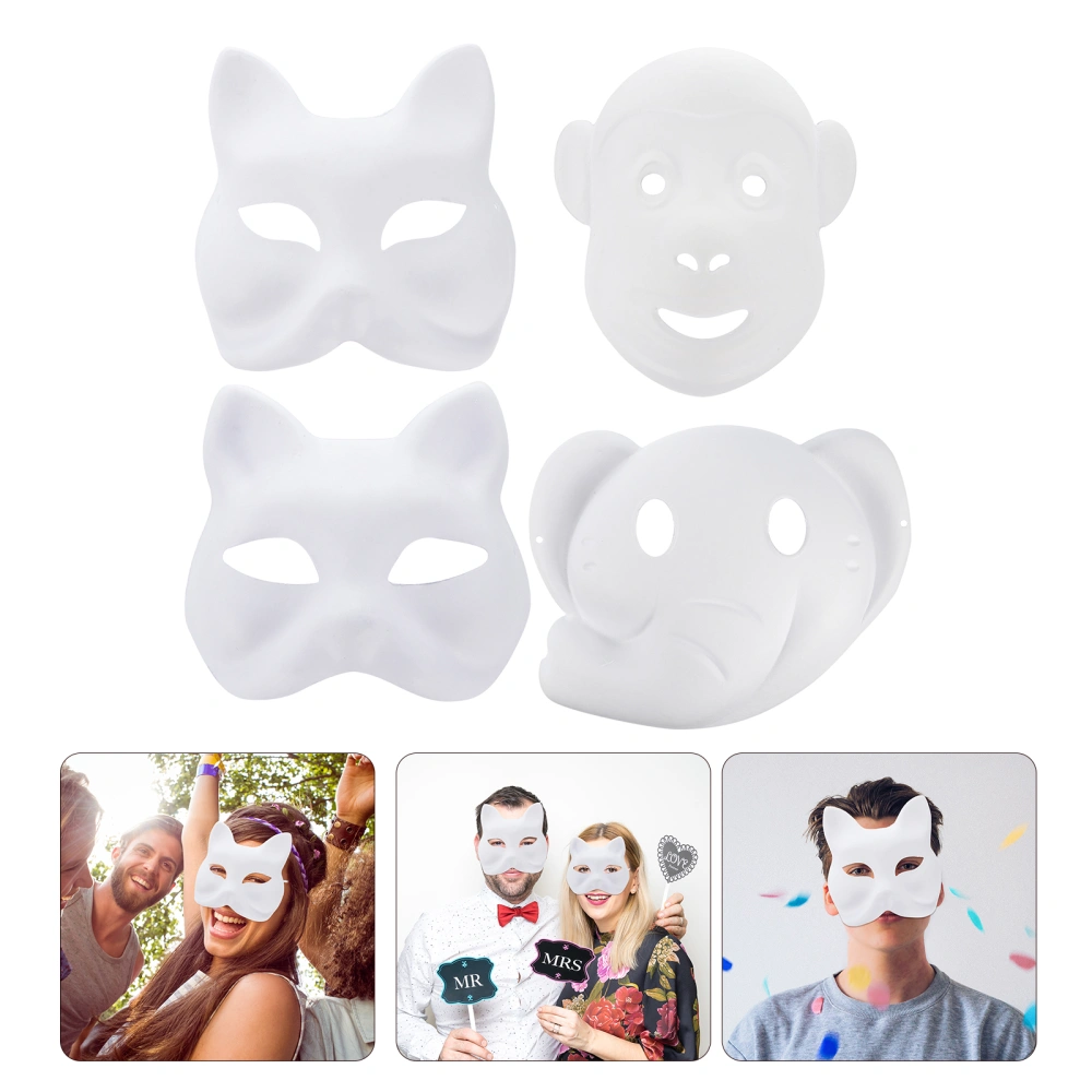 12pcs Blank Mask DIY Unpainted Animals Mask Masquerade Supplies for Painting