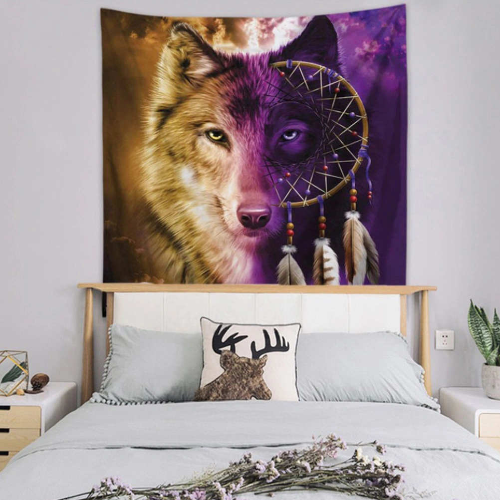 3D Digital Printed Wolf Pattern Tapestry Strong Wrinkle Resistant Home Decoration Wall Hanging Tapestry