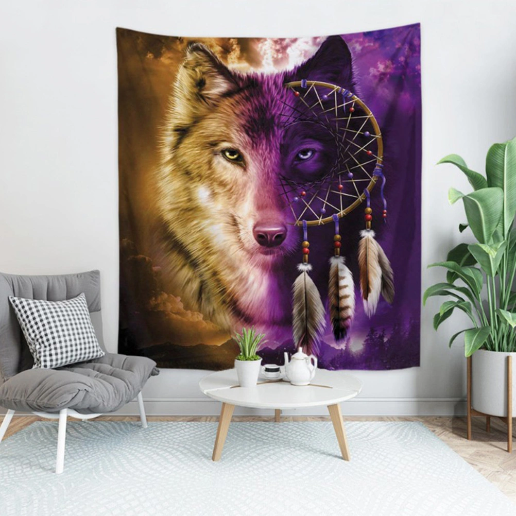 3D Digital Printed Wolf Pattern Tapestry Strong Wrinkle Resistant Home Decoration Wall Hanging Tapestry