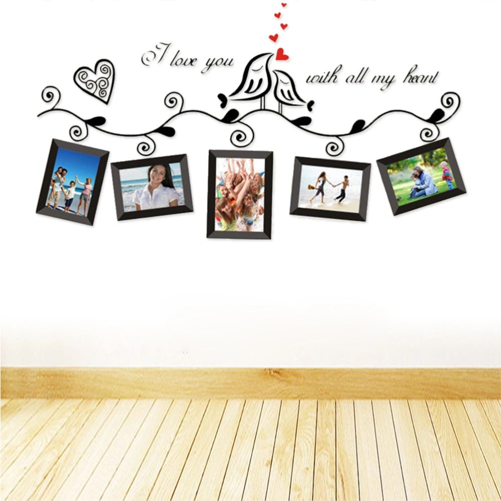 I Love You With All My Heart Birds Photo Frame Wall Sticker For Living Room Wedding Decoration Home Decor Decal Art