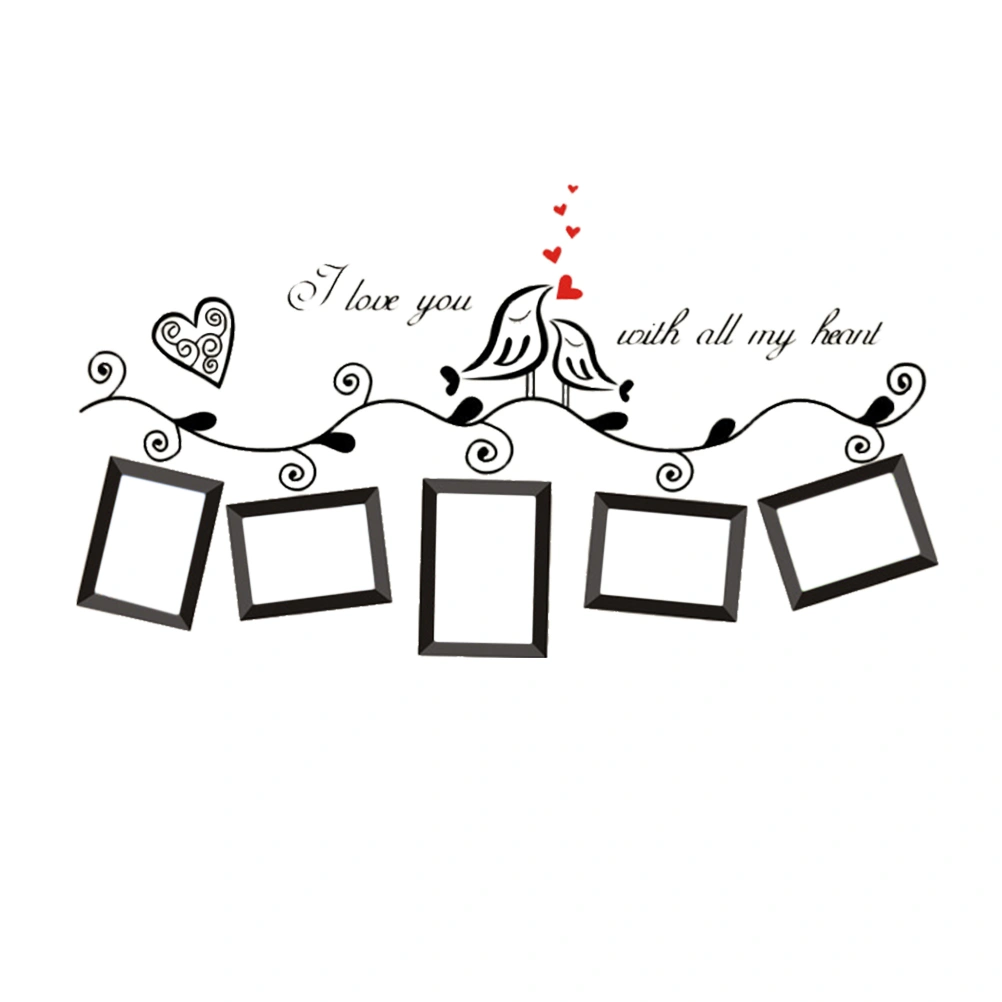 I Love You With All My Heart Birds Photo Frame Wall Sticker For Living Room Wedding Decoration Home Decor Decal Art