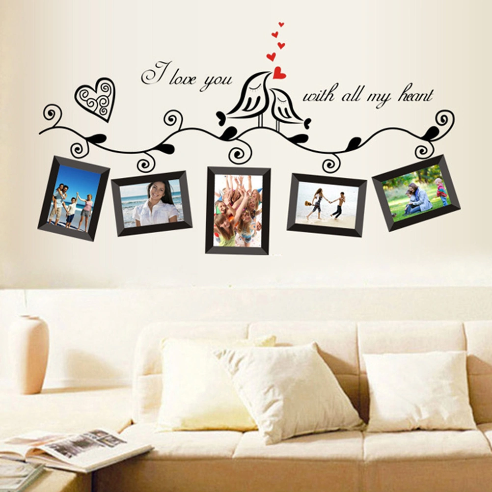 I Love You With All My Heart Birds Photo Frame Wall Sticker For Living Room Wedding Decoration Home Decor Decal Art