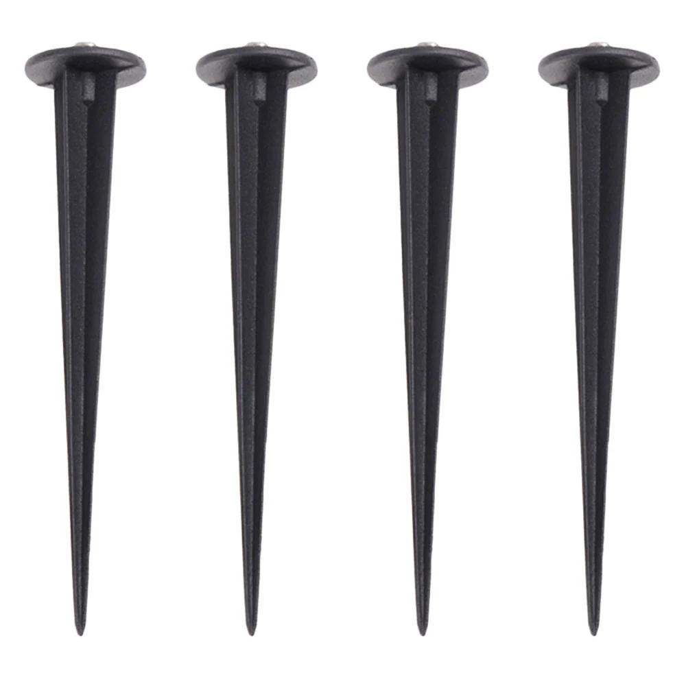 4Pcs Aluminum Ground Spikes Professional Solar Lamp Spikes for Garden Lawn Black