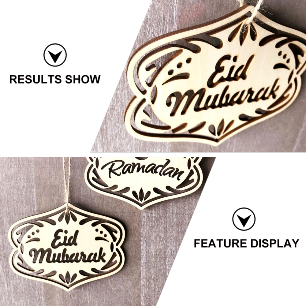 20Pcs Decorative Wooden Pendants Eid Festival Craft Hanging Adornment Decors