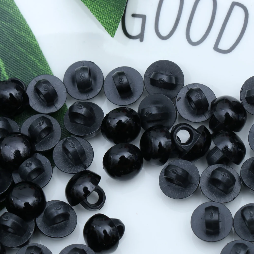 100pcs Black Craft Bear Doll Eyes Round Buttons Mushroom Beads Sewing