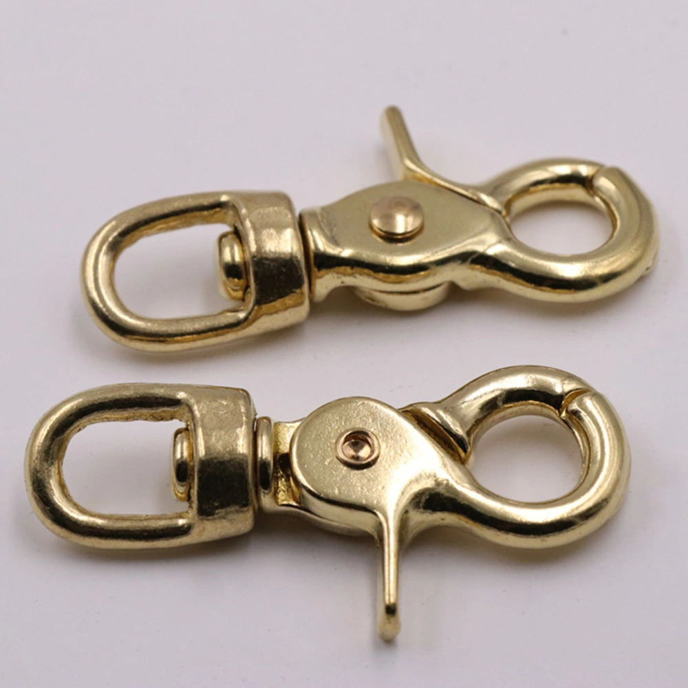 2 Pcs Brass Lobster Clasp Oval Swivel Trigger Clips Hooks for Straps Bags Belting Leathercraft