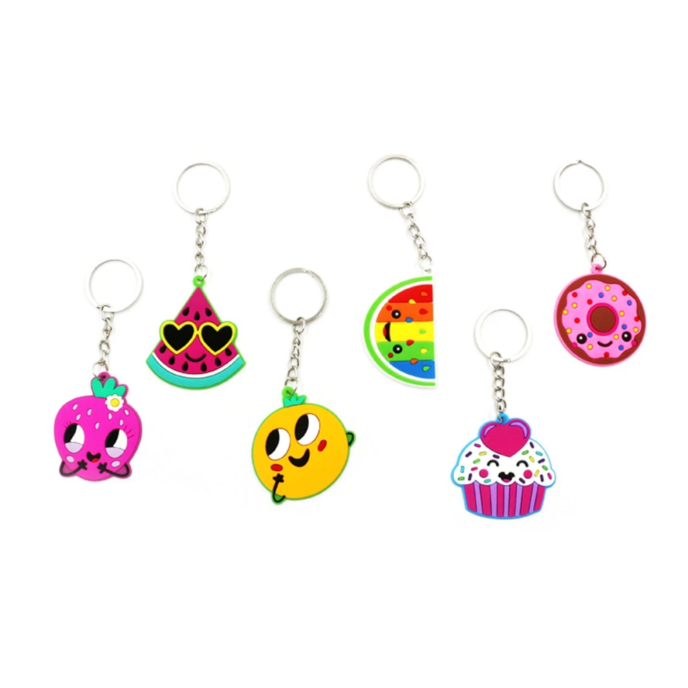 6 Pcs Keychain Flexible Glue Keychain Fruits Keyring Bag Pendant Key Pendant Decorative Keychain