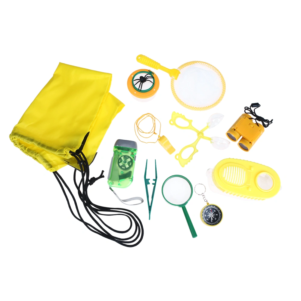 1 Set Children Outdoor Exploration Playset Telescope Compass Insect Net Whistles Magnifier Bug Box Toy Outdoor Tools for Teenager