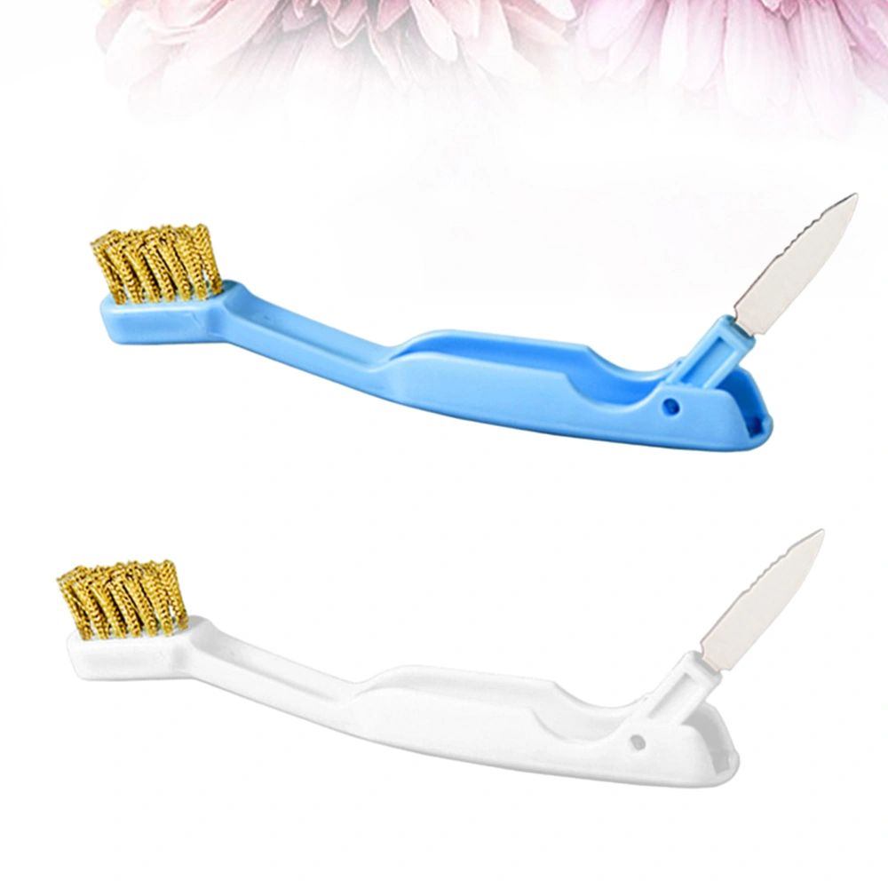 2pcs Gas Cooker Brushes Copper Wire Brushes Kitchen Ventilator Scraper Household Cleaning Tool for Home Random Color