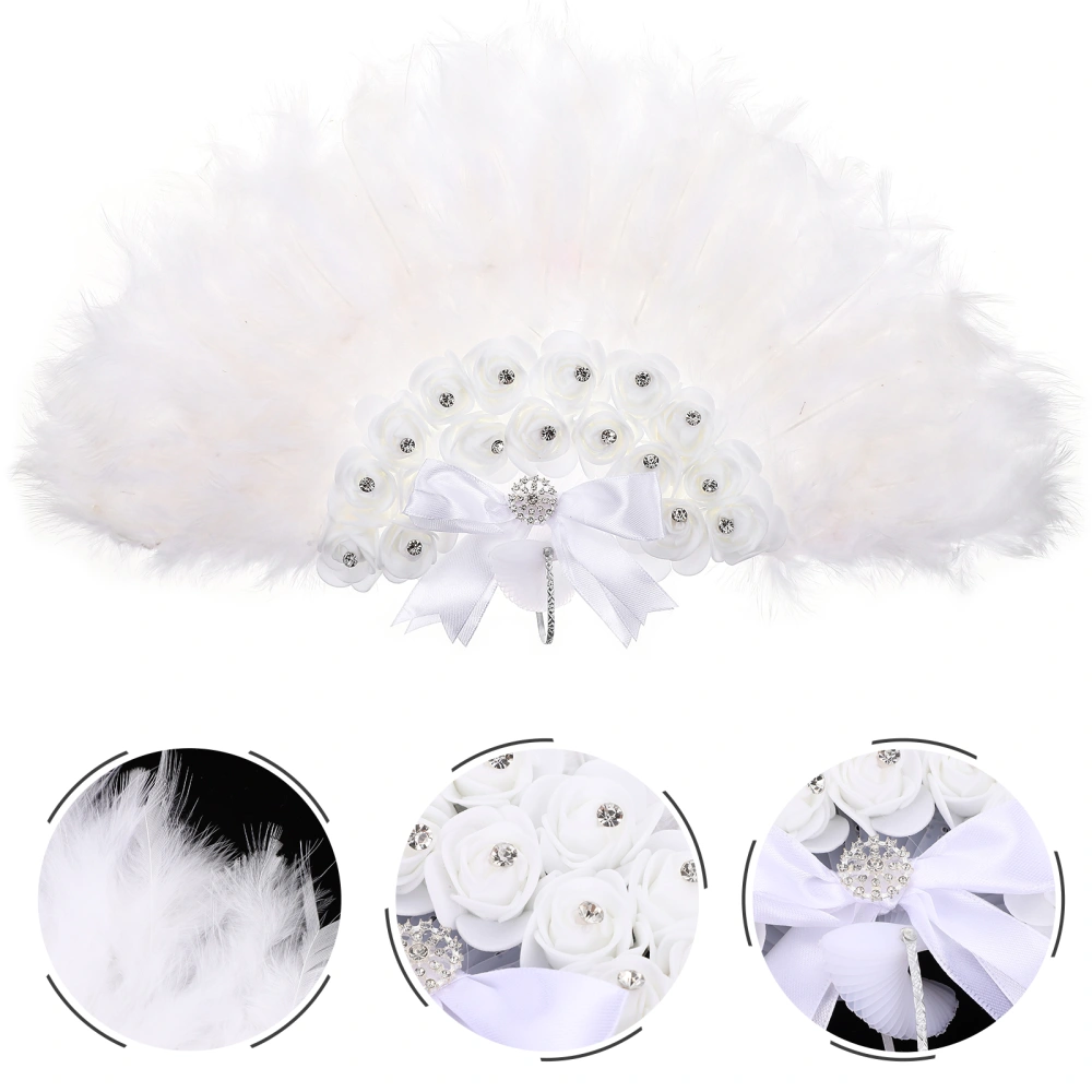 Plume Folding Fans Wedding Handheld Fans Unique Chinese Style Dancing Fan