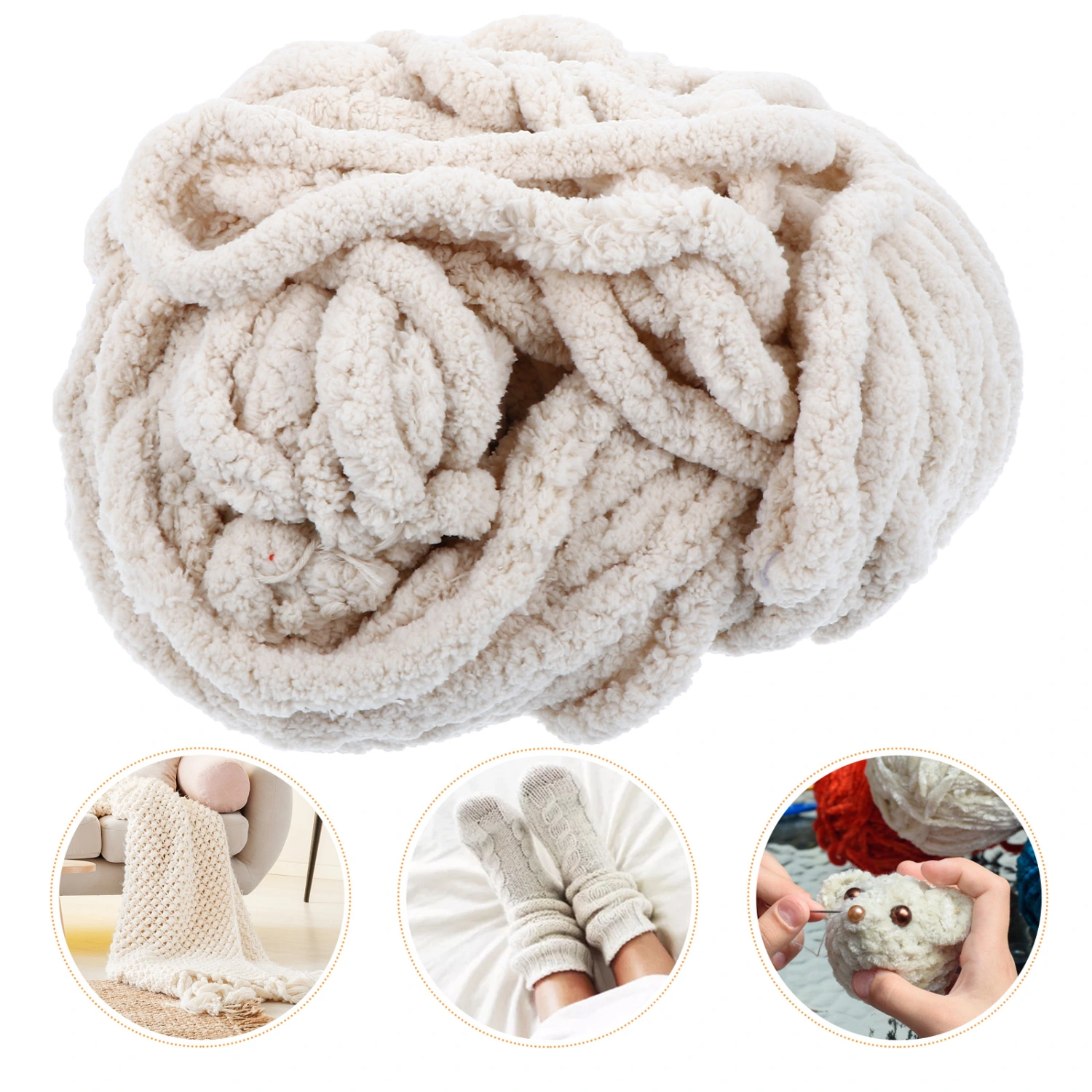 1pc Comfortable Coarse Wool Multifunctional Chenille Blanket Line for Knitting