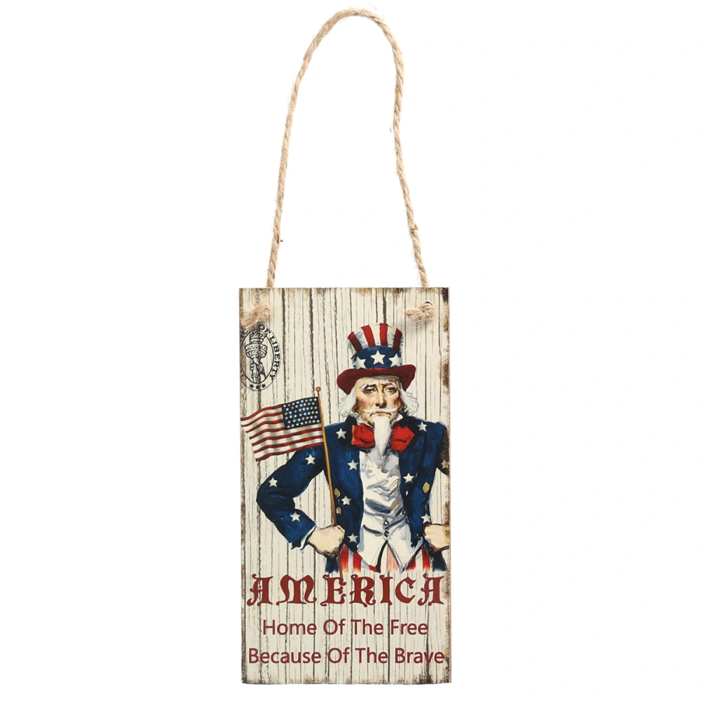 Fourth of July Party AMERICA Home Of The Free Because Of The Brave Hanging Sign Decoration Fiberboard