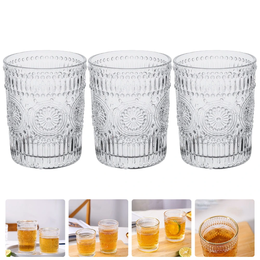 3Pcs Glass Couple Glass Coffee Glass Home Milk Storage Container Simple Style Water Mug 260ML