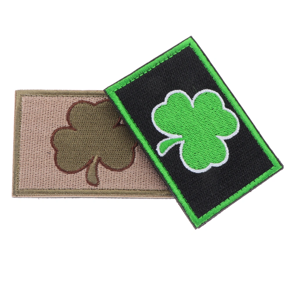 2Pcs Embroidery Patch Personalized Sticker Clover Pattern Cloth Sticker Paste