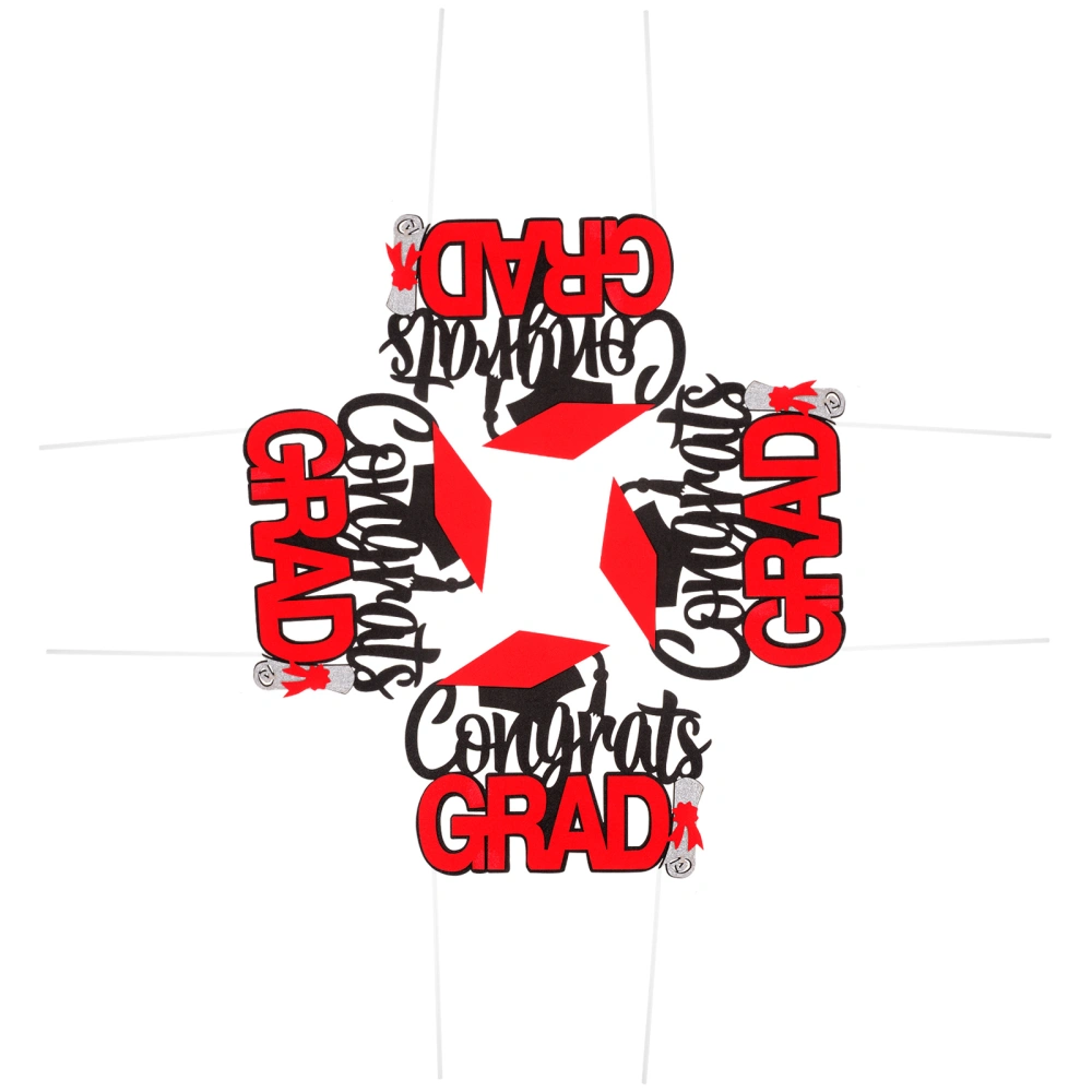 4pcs Paper Congrats Grad Cupcake Topper 2023 Graduation Party Cake Decoration