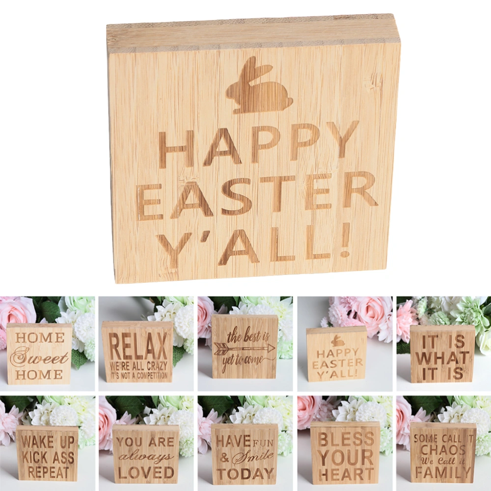 HAPPY EASTER Y'ALL Block Sign Plaque Decorative Words Block Sign for Home Office Party Decoration