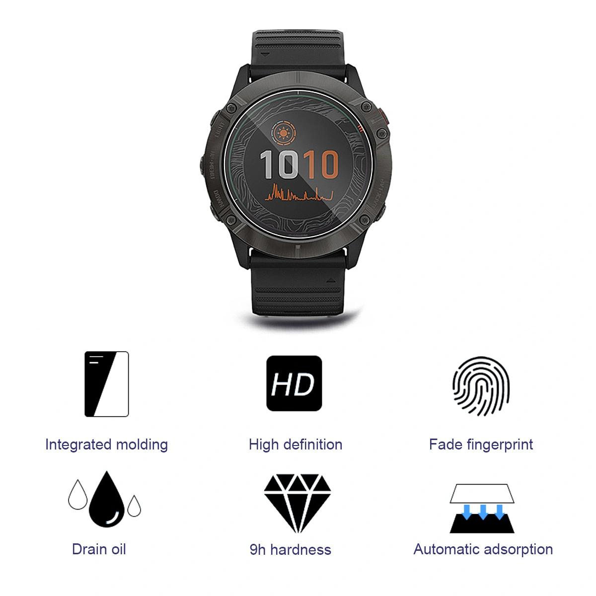 6PCS Watch Tempered Glass Screen Protector Watch Screen Protective Film Compatible for Garmin Fenix6 Pro (Transparent)