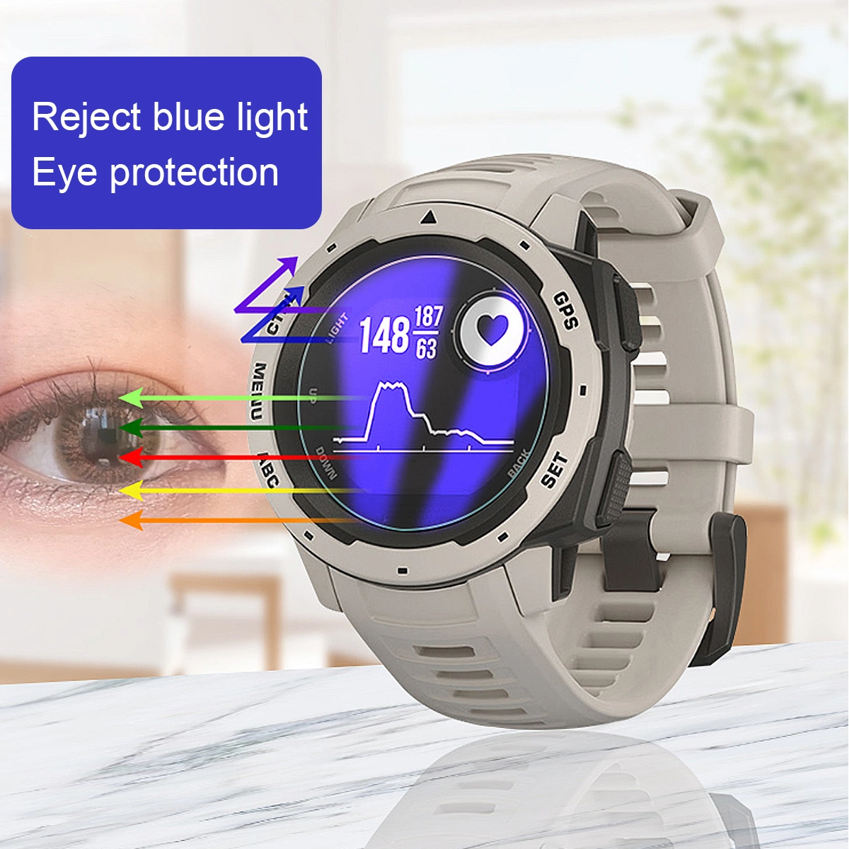 6PCS Watch Tempered Glass Screen Protector Watch Screen Protective Film Compatible for Garmin Fenix6 Pro (Transparent)