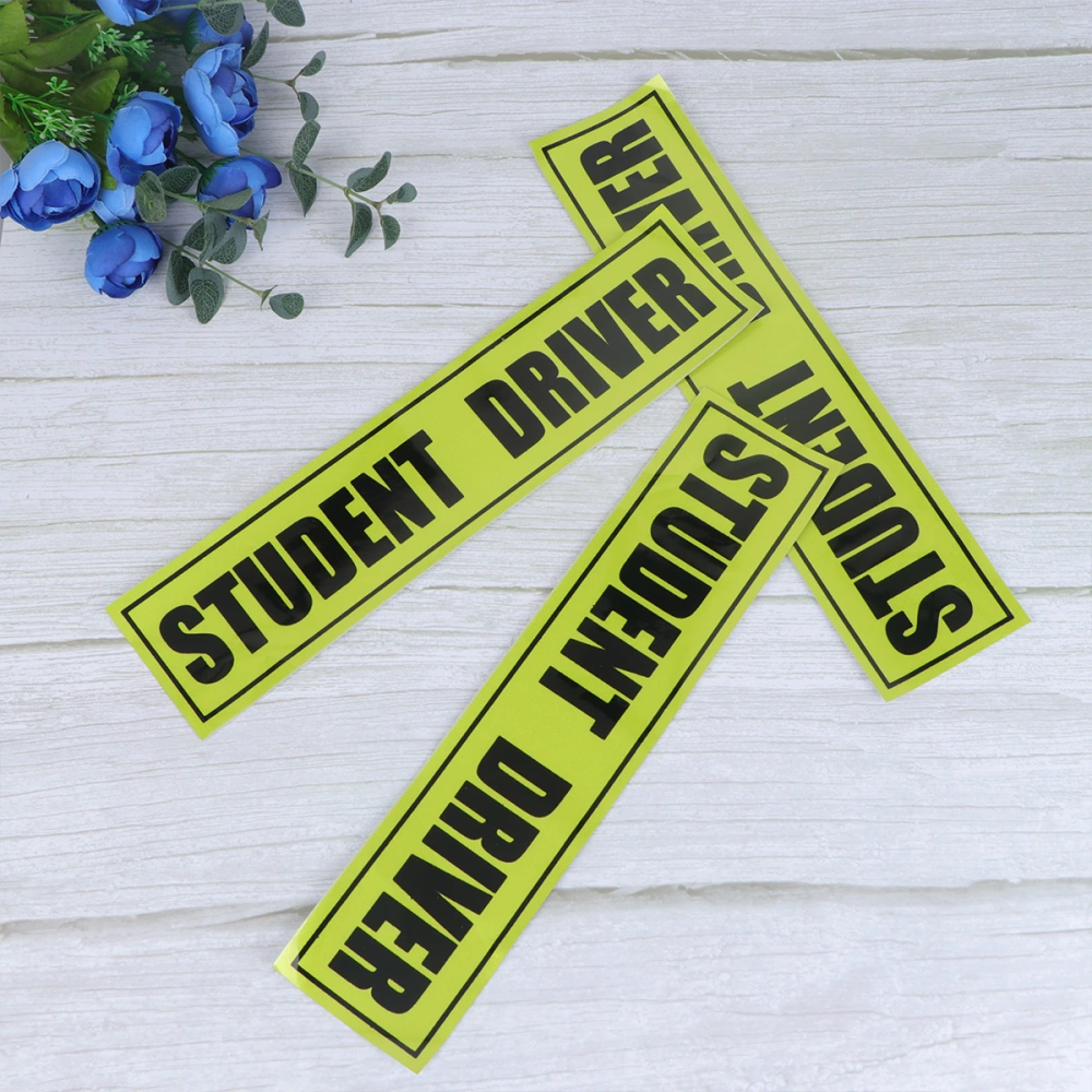 3PCS Car Sticker Eye-Catching STUDENT DRIVER Decals Novice Adhesive Sticker Safety Signs for Car