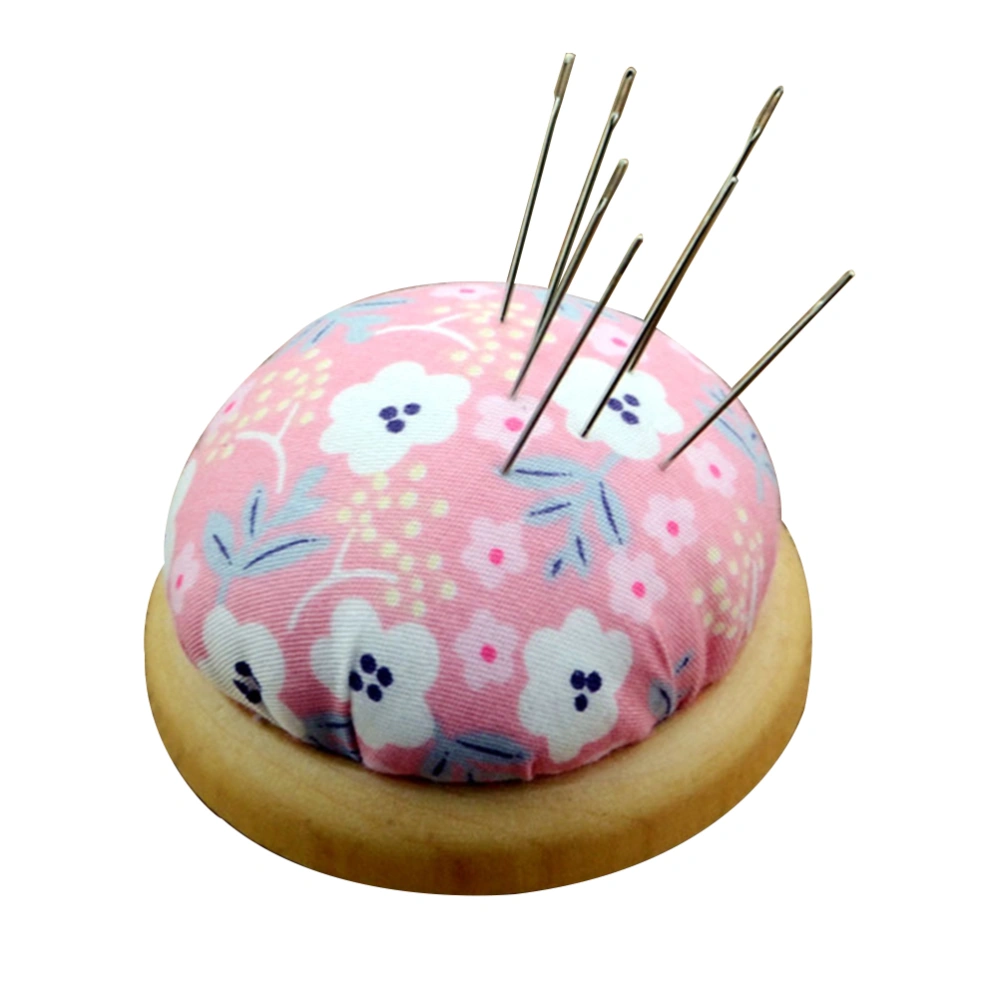 2PC Wooden Bottom Cotton Pin Cushion Flower Sewing Pin Cushions Needles Pincushions for Handy Needlework DIY Craft (Assorted Pattern)