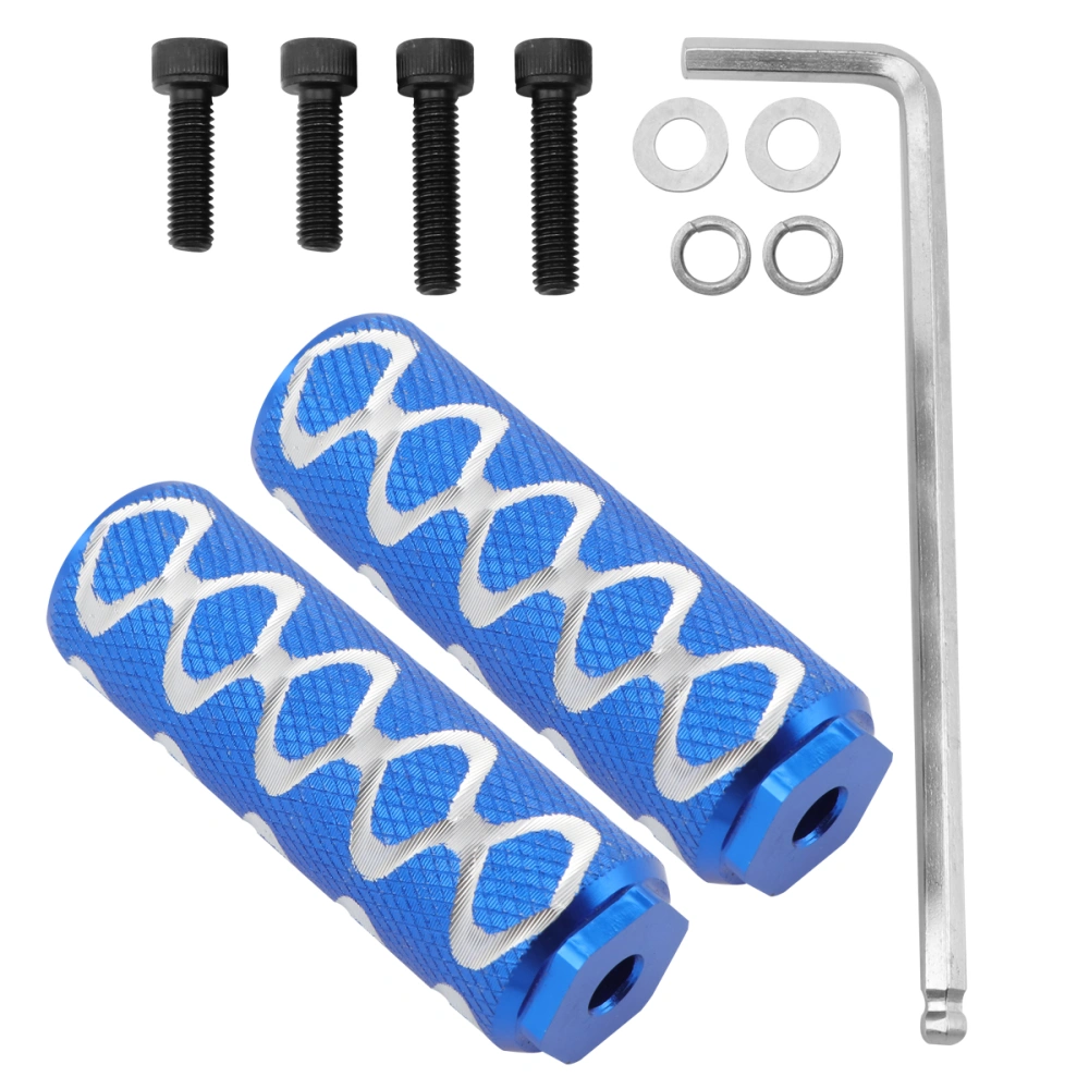 1 Pair Aluminum Alloy Bycicle Pedal Bike Sturdy Cylinder Seat Axle Stunt Pegs Mountain Bike Accessory with 6mm Screws and Tools - Small Hole (Blue)