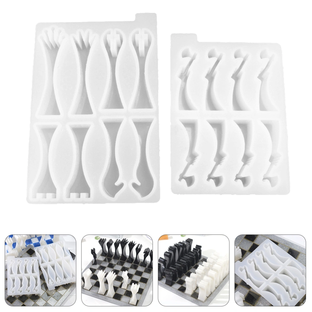 2Pcs Chess Molds Chessman Silicone Moulds Epoxy Resin Molds Chess Pieces Mold