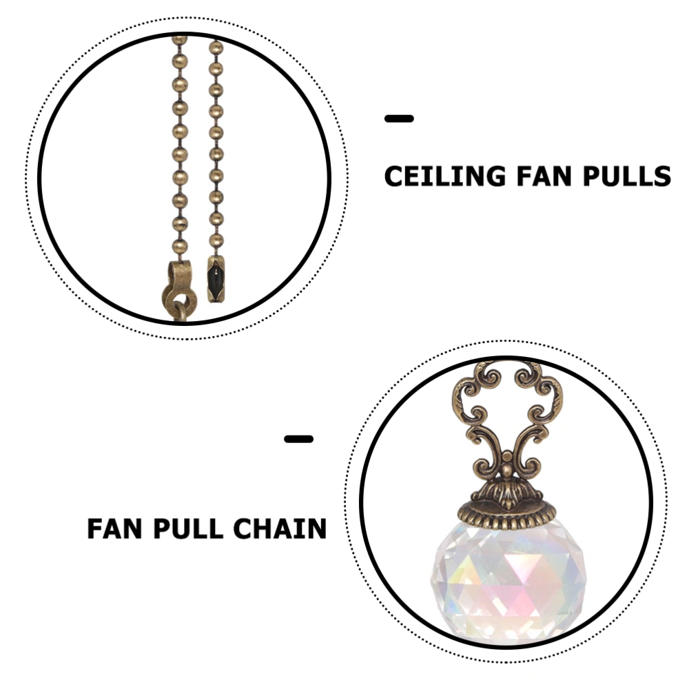 2pcs Ceiling Fan Pull Chains Crystal Fan Pull Chain Extension For Ceiling Light Fan