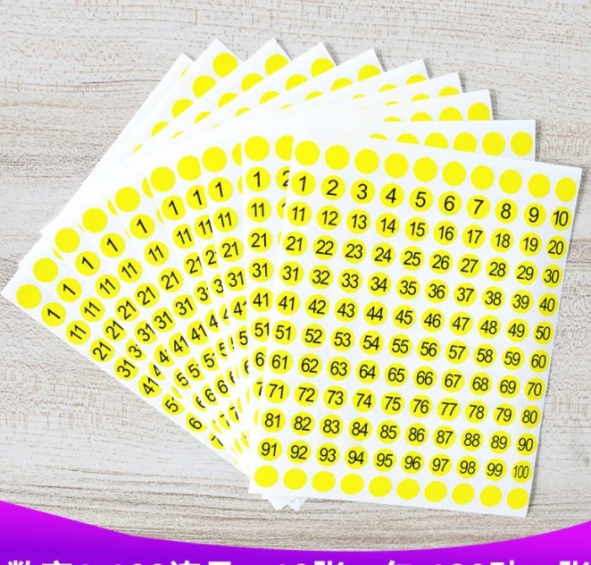 10 Sheets of Round Digital Stickers Multi-function Number Sticker Number Labels Stickers