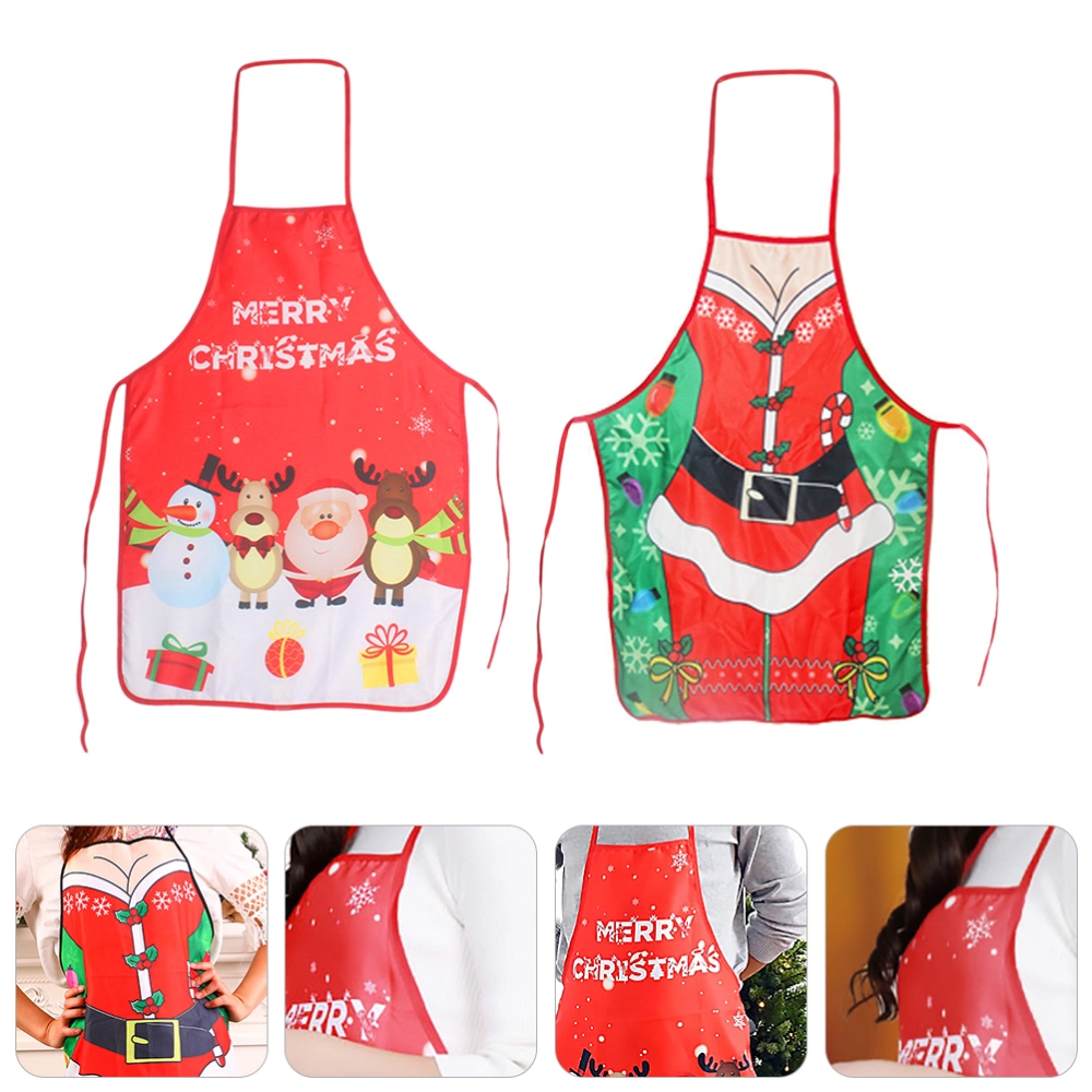 2pcs Christmas Pinafore Christmas Sarong Christmas Apron Housework Apron