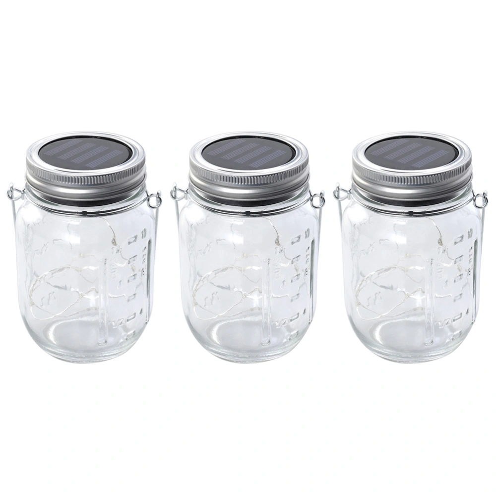 3pcs Solar Power Yard Mason Lamp Outdoor Solar Mason Jar Lights (Transparent)