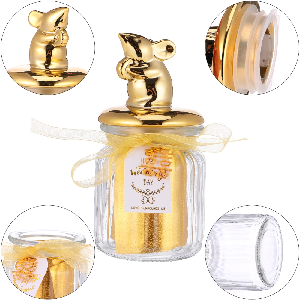 1pc Wedding Glass Candy Box Hand Gift Animal Ceramic Jar Sealed Glass (Golden)