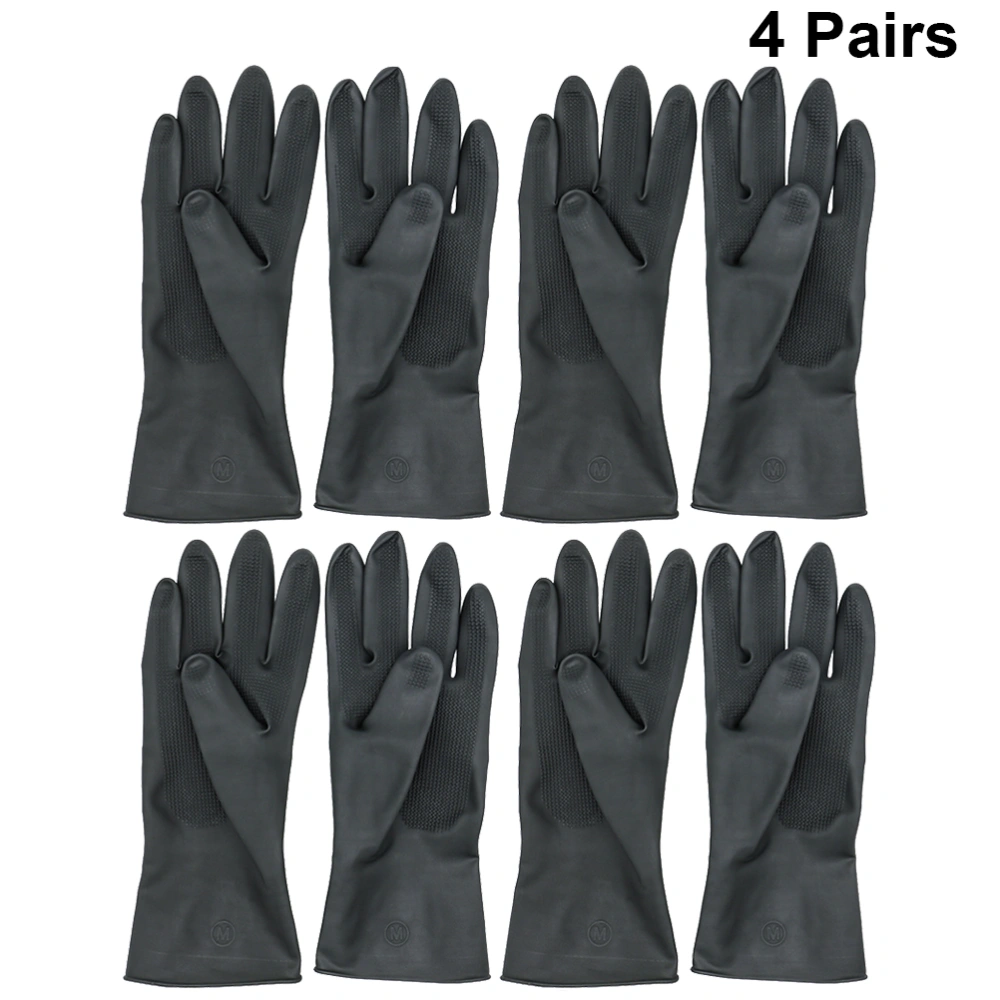 4 Pair Salon Barber Gloves Waterproof Hot Dyeing Gloves Anti-skid Rubber Long Protective Hands Cover for Home Gardening Shop (Size M Black)