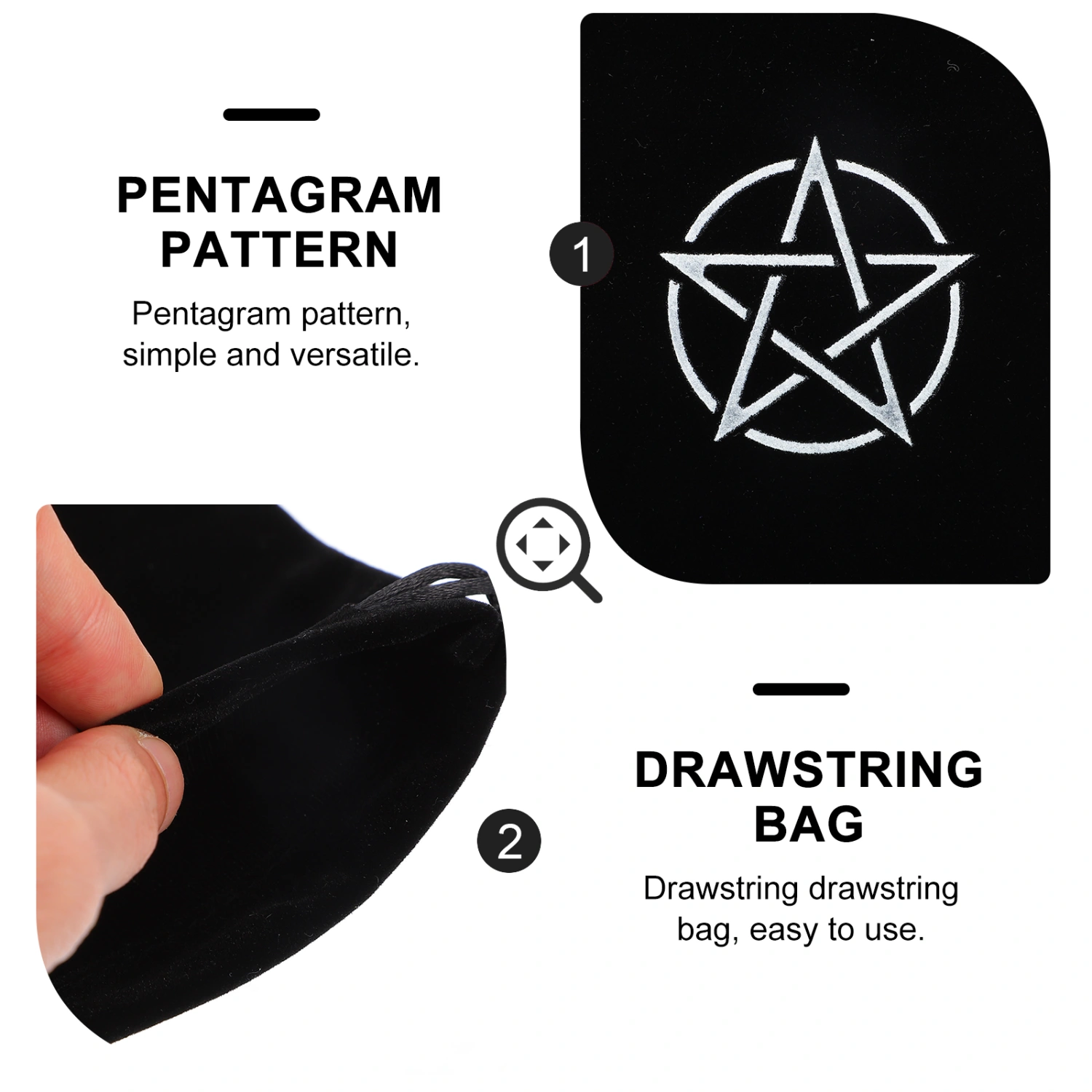 2pcs Tarot Cards Drawstring Storage Bag Pentacle Patterned Tarot Storage Bag