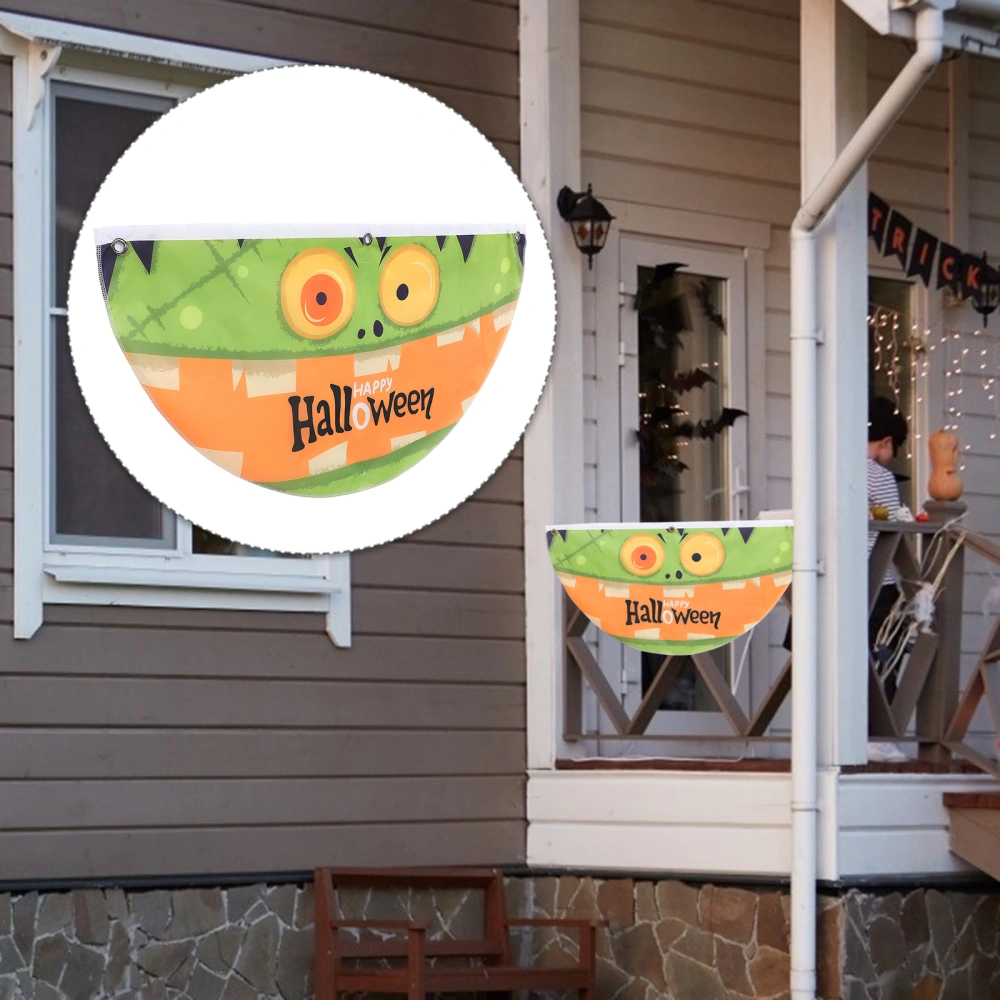 Halloween Bunting Flag Hanging Bunting Yard Flag Halloween Half Fan Hanging Banner