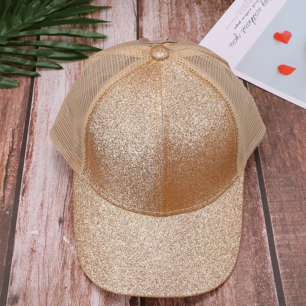 1PC Glitter Solid Color Hat Fashion Baseball Simple Headwear Summer Sun Hat for Women Girls Ladies (Golden)