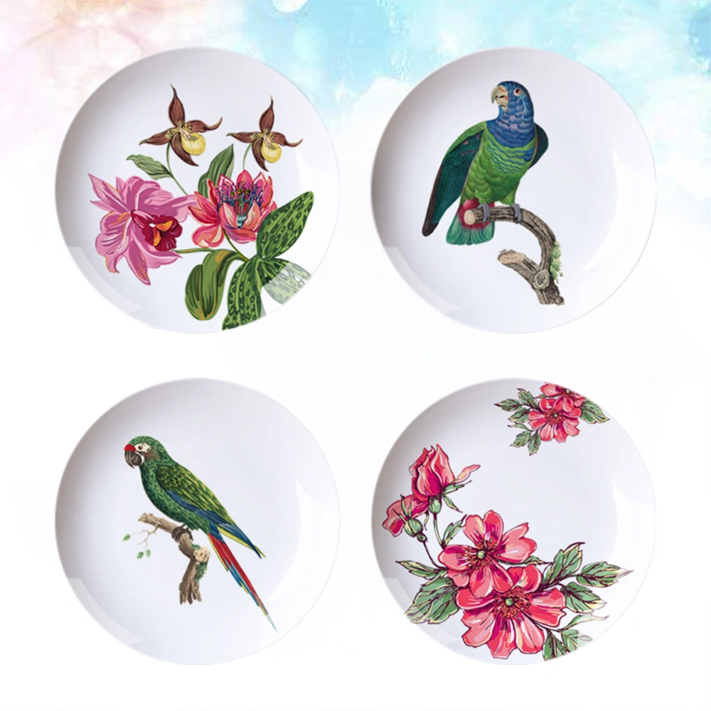 4PCS Country Style Creative Pattern Hanging Plates Ceramic Ornaments Artistic Wall Decoration for Home Office Living Room (Random Style)