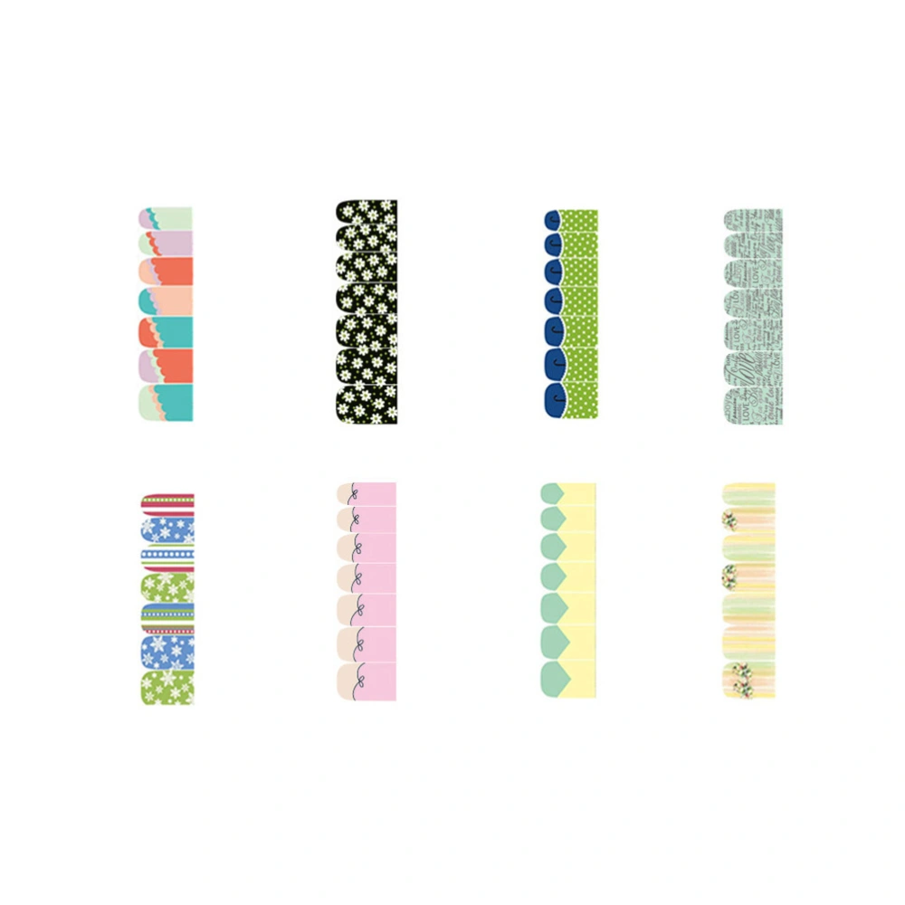 8 Sheets Eco-friendly Nail Stickers Full Cover Nail Art Wrap DIY Self-Adhesive Nail Tip Decals (Random Pattern)