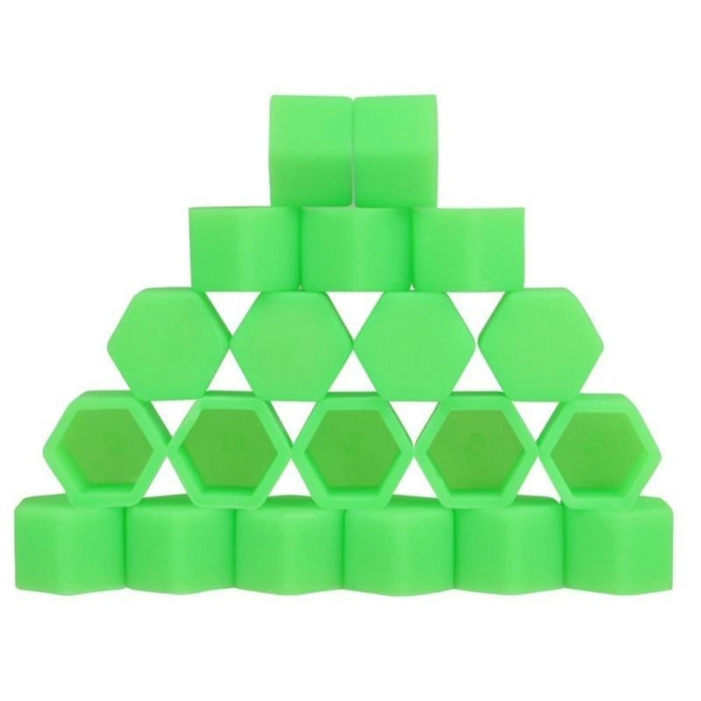 20pcs Wheel Lug Nut Covers Bolts Covers Screw Protect Caps 17mm (Green)