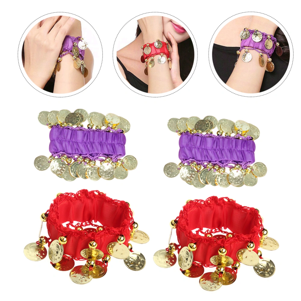 2 Pairs Belly Dance Bracelet Belly Dance Accessory Coin Tassel Belly Dance Bracelet