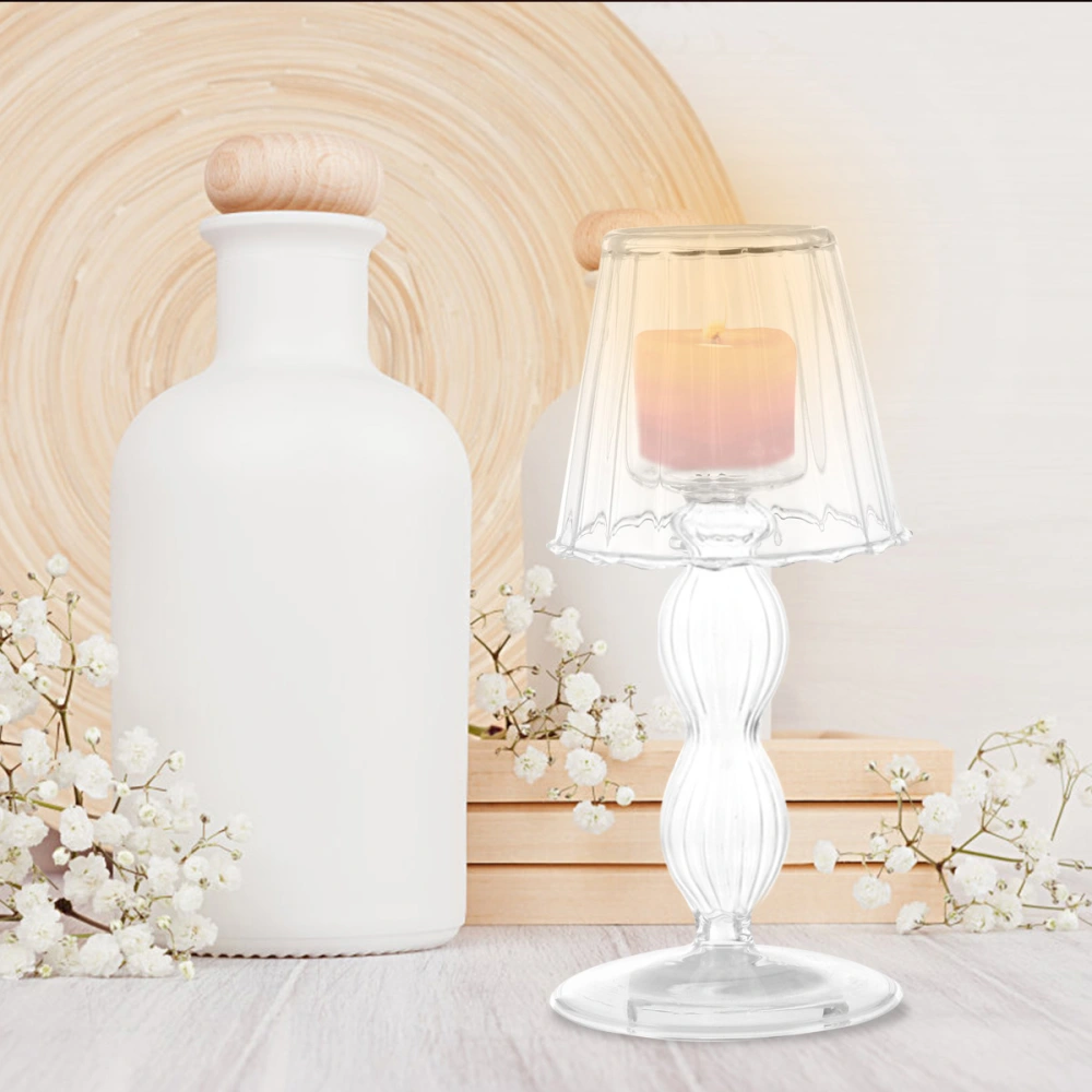 1pc Retro Transparent Glass Candlestick Wedding Decorative Glass Table Lamp