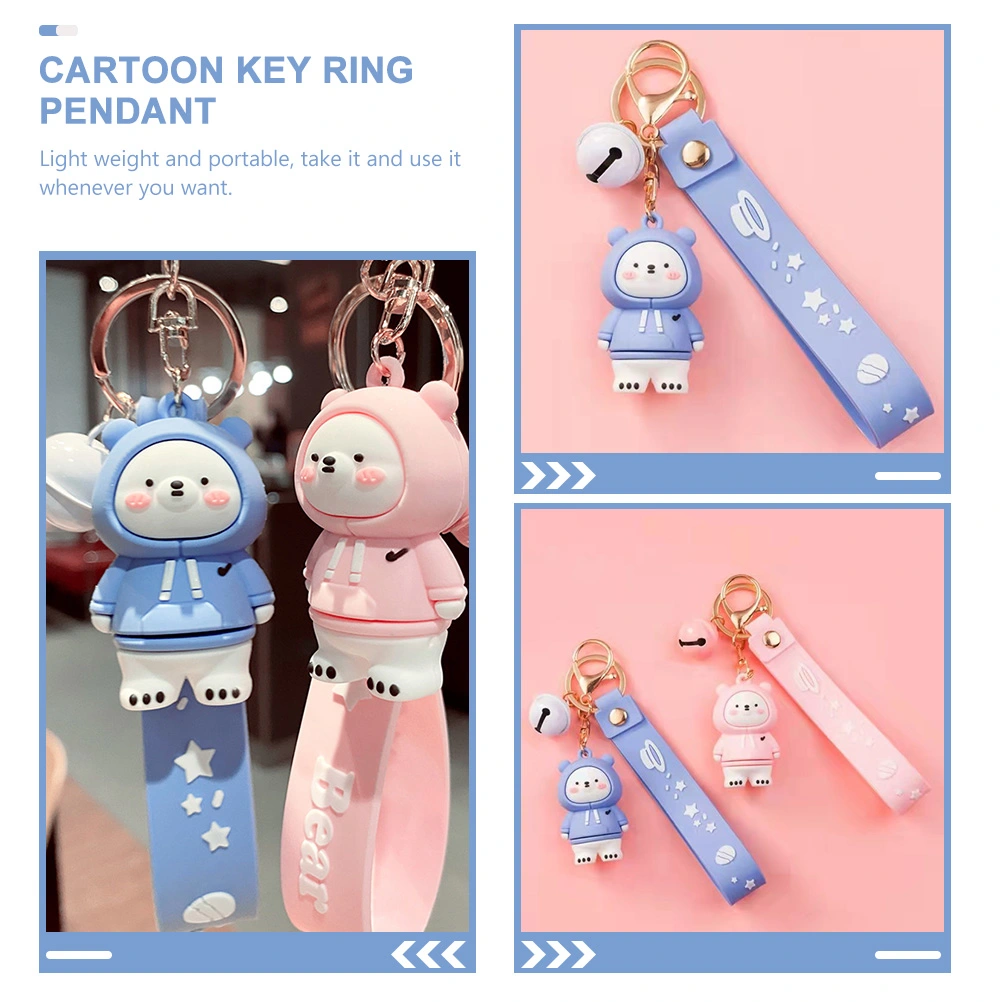 2pcs Lovely Bear Design Keychain Cartoon Keychain Car Keyring Key Chain Pendant