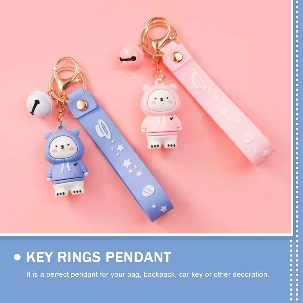 2pcs Lovely Bear Design Keychain Cartoon Keychain Car Keyring Key Chain Pendant