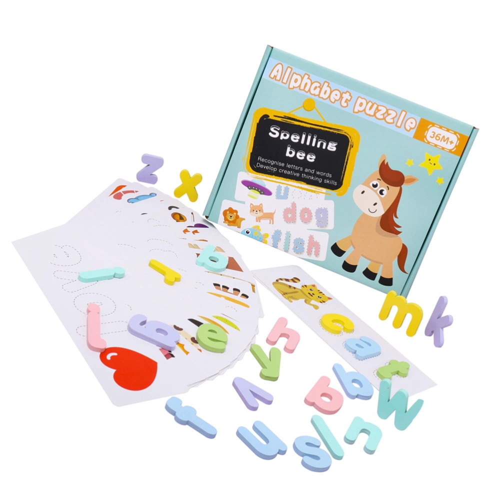 1Set Kids Alphabet Learning Puzzle Wooden Matching Plaything Kids Education Toy