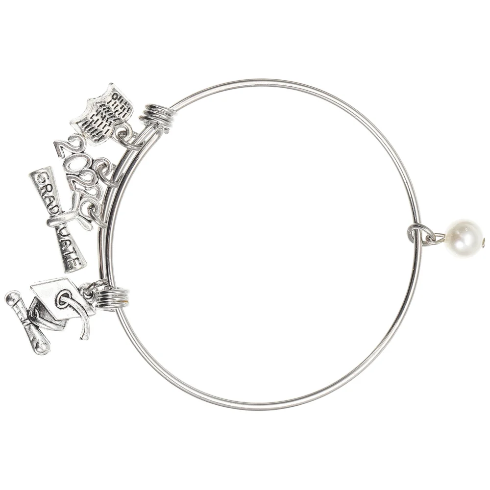 Unique 2022 Graduation Theme Bracelet Bangle Jewelry Gift for Graduates Silver