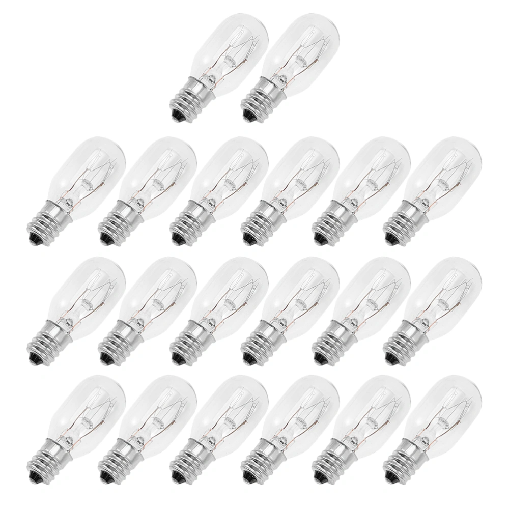 20pcs Clear Light Bulb E17 Base Household Appliance Light Bulb 15W Lamp Bulb