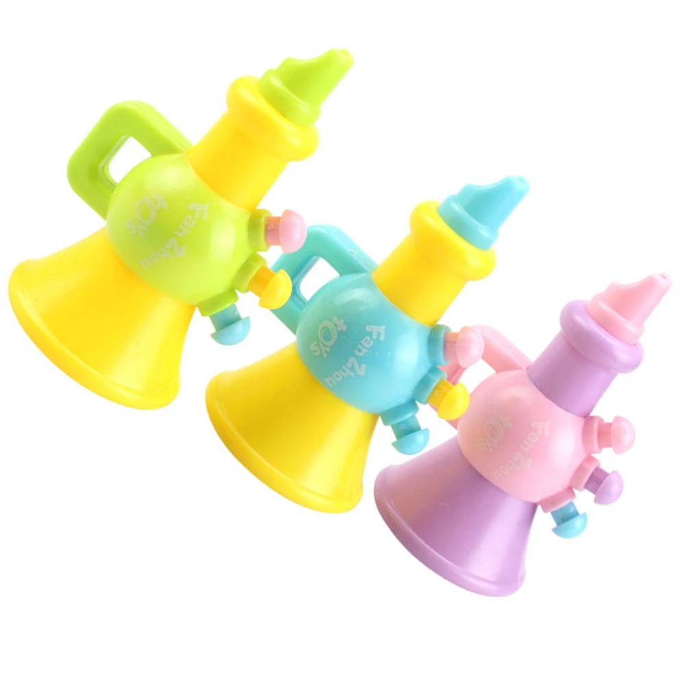 5pcs Cartoon Trumpet Toys Baby Horn Toys Plastic Creative Horn Playthings for Kids Children Toddlers (Random Color)