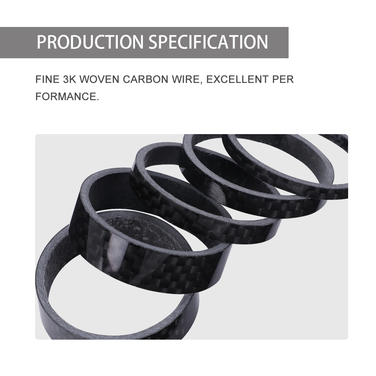 1 Set of 5pcs Bike Carbon Fiber Headset Fork Spacers Kit Handlebar Washer Ring Gasket