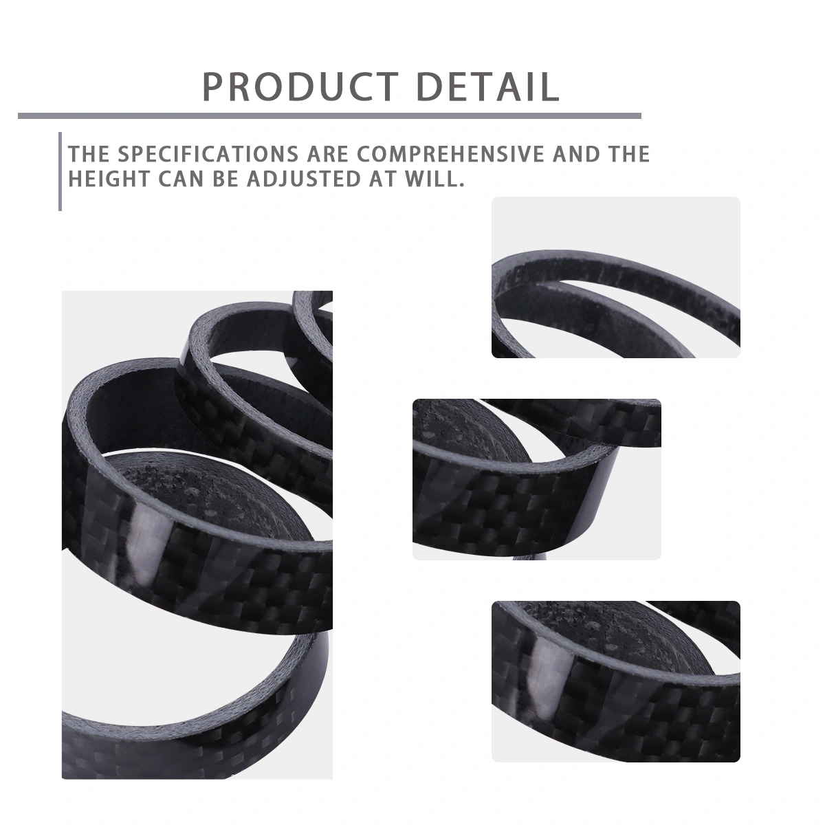 1 Set of 5pcs Bike Carbon Fiber Headset Fork Spacers Kit Handlebar Washer Ring Gasket